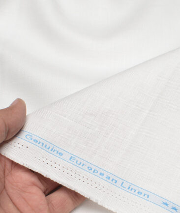Linen Club 40 LEA Self Design European Linen Suiting Fabric (White)
