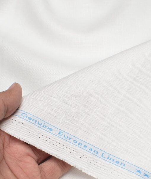 Linen Club 40 LEA Self Design European Linen Suiting Fabric (White)
