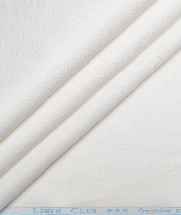 Linen Club 40 LEA Self Design European Linen Suiting Fabric (White)