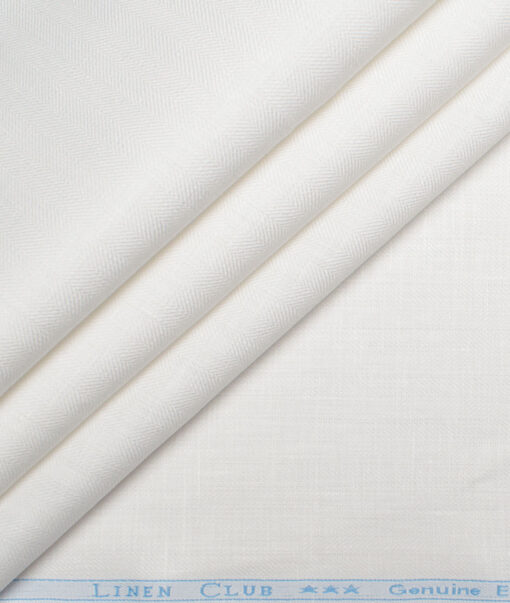 Linen Club 40 LEA Self Design European Linen Suiting Fabric (White)