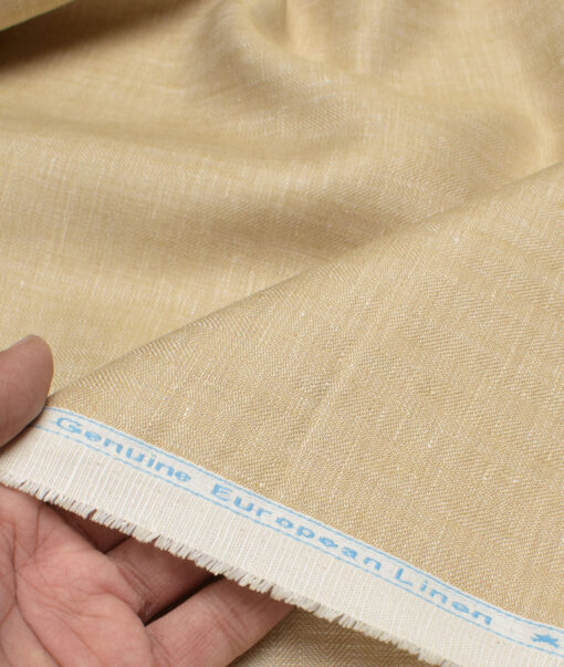 Linen Club 40 LEA Self Design European Linen Suiting Fabric (Sunset Beige)