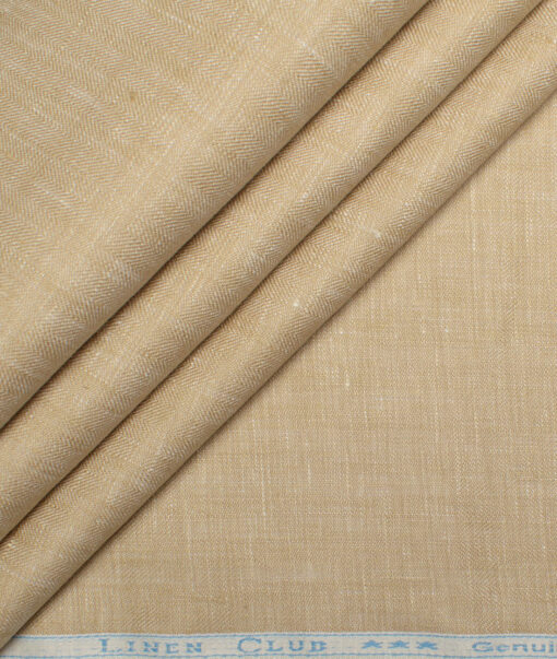 Linen Club 40 LEA Self Design European Linen Suiting Fabric (Sunset Beige)