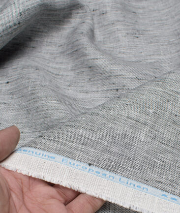 Linen Club 40 LEA Structured European Linen Suiting Fabric (White & Black)