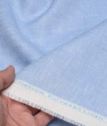 Linen Club 40 LEA Solids European Linen Suiting Fabric (Sky Blue)