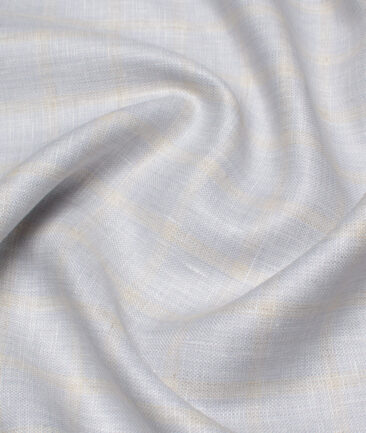 Linen Club 40 LEA Checks European Linen Suiting Fabric (Light Grey)