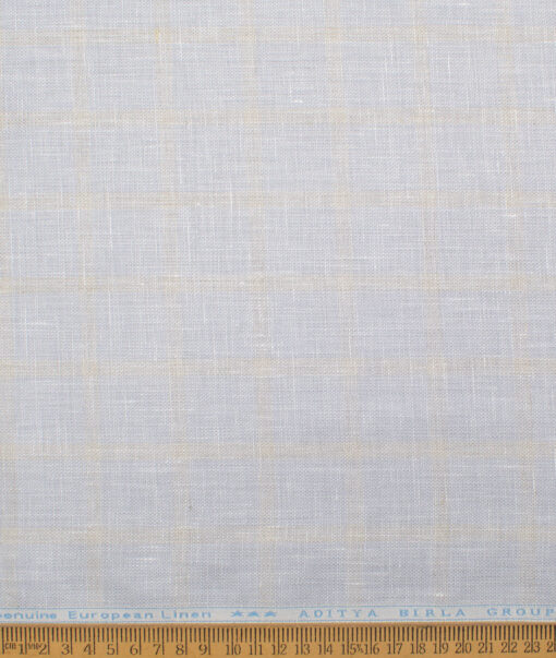 Linen Club 40 LEA Checks European Linen Suiting Fabric (Light Grey)