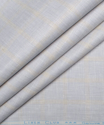 Linen Club 40 LEA Checks European Linen Suiting Fabric (Light Grey)