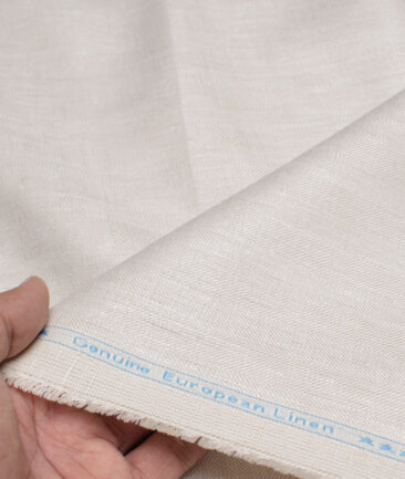Linen Club 40 LEA Self Design European Linen Suiting Fabric (Almond Beige)