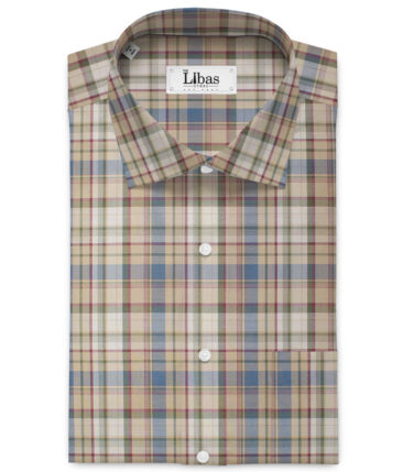 Premier Mills 2 Ply 50's Giza Cotton Checks Shirting Fabric (Beige)