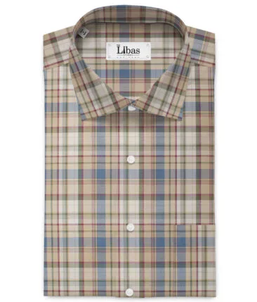 Premier Mills 2 Ply 50's Giza Cotton Checks Shirting Fabric (Beige)