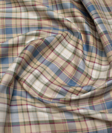 Premier Mills 2 Ply 50's Giza Cotton Checks Shirting Fabric (Beige)