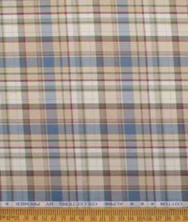 Premier Mills 2 Ply 50's Giza Cotton Checks Shirting Fabric (Beige)