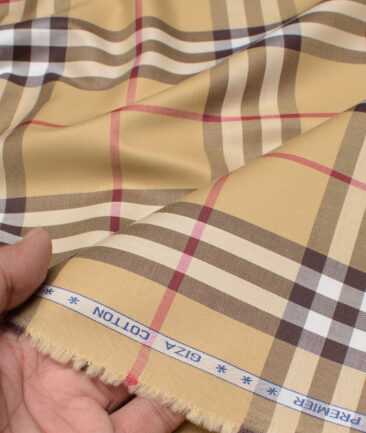 Premier Mills 2 Ply 50's Giza Cotton Checks Shirting Fabric (Harvest Gold)