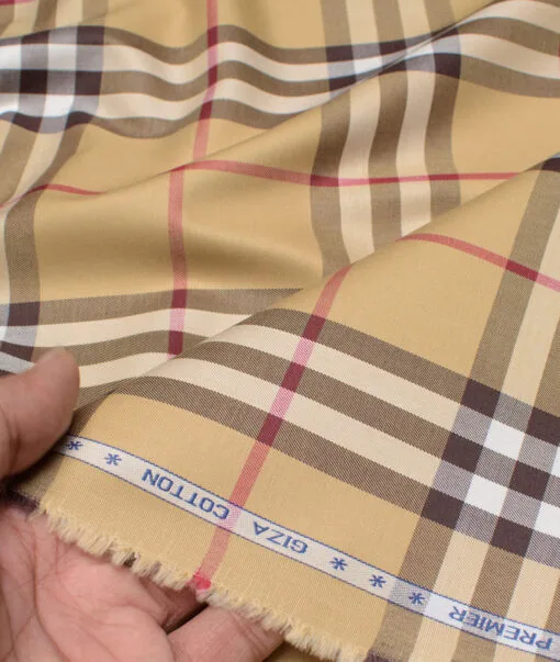 Premier Mills 2 Ply 50's Giza Cotton Checks Shirting Fabric (Harvest Gold)