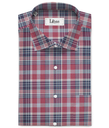Premier Mills 2 Ply 50's Giza Cotton Checks Shirting Fabric (Red & Blue)