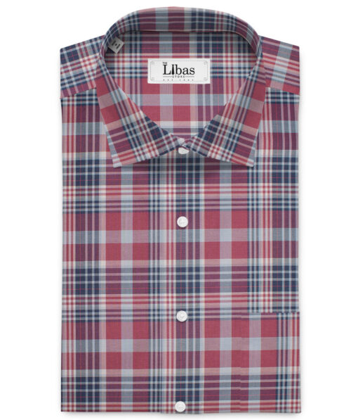Premier Mills 2 Ply 50's Giza Cotton Checks Shirting Fabric (Red & Blue)