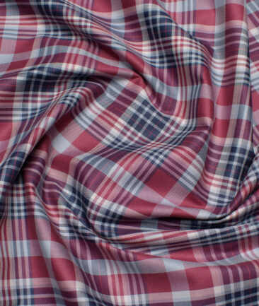 Premier Mills 2 Ply 50's Giza Cotton Checks Shirting Fabric (Red & Blue)