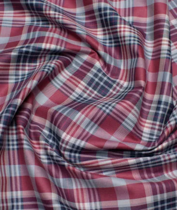 Premier Mills 2 Ply 50's Giza Cotton Checks Shirting Fabric (Red & Blue)