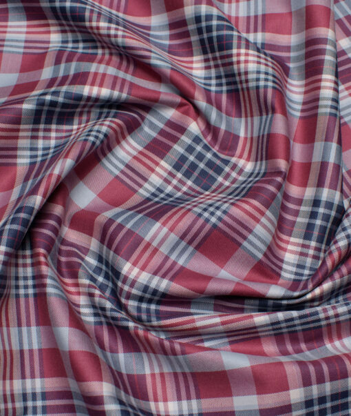 Premier Mills 2 Ply 50's Giza Cotton Checks Shirting Fabric (Red & Blue)