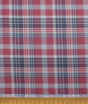 Premier Mills 2 Ply 50's Giza Cotton Checks Shirting Fabric (Red & Blue)