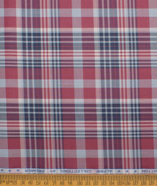 Premier Mills 2 Ply 50's Giza Cotton Checks Shirting Fabric (Red & Blue)