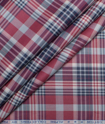 Premier Mills 2 Ply 50's Giza Cotton Checks Shirting Fabric (Red & Blue)