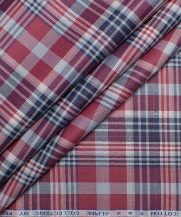 Premier Mills 2 Ply 50's Giza Cotton Checks Shirting Fabric (Red & Blue)