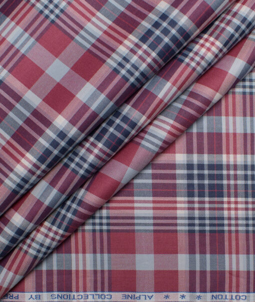 Premier Mills 2 Ply 50's Giza Cotton Checks Shirting Fabric (Red & Blue)