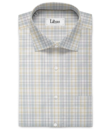 Premier Mills 2 Ply 50's Giza Cotton Checks Shirting Fabric (White & Beige)