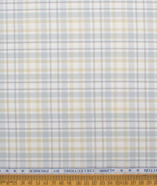 Premier Mills 2 Ply 50's Giza Cotton Checks Shirting Fabric (White & Beige)