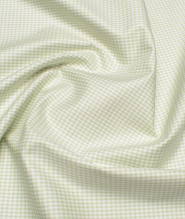 Premier Mills 2 Ply 50's Giza Cotton Checks Shirt or Kurta Fabric (Light Green)