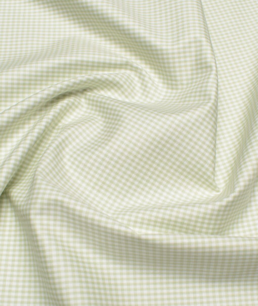 Premier Mills 2 Ply 50's Giza Cotton Checks Shirt or Kurta Fabric (Light Green)