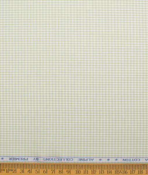 Premier Mills 2 Ply 50's Giza Cotton Checks Shirt or Kurta Fabric (Light Green)