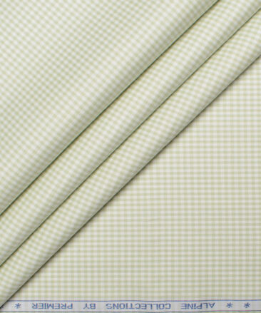 Premier Mills 2 Ply 50's Giza Cotton Checks Shirt or Kurta Fabric (Light Green)