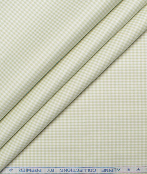Premier Mills 2 Ply 50's Giza Cotton Checks Shirt or Kurta Fabric (Light Green)