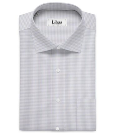 Premier Mills 2 Ply 50's Giza Cotton Checks Shirt or Kurta Fabric (Light Grey)