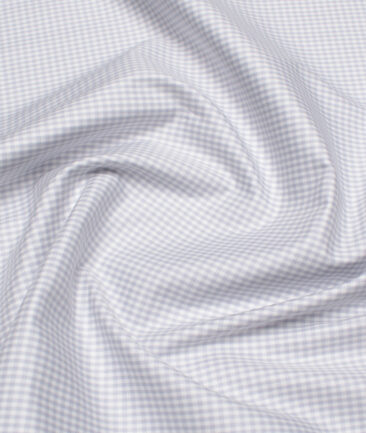 Premier Mills 2 Ply 50's Giza Cotton Checks Shirt or Kurta Fabric (Light Grey)