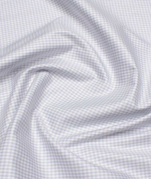 Premier Mills 2 Ply 50's Giza Cotton Checks Shirt or Kurta Fabric (Light Grey)