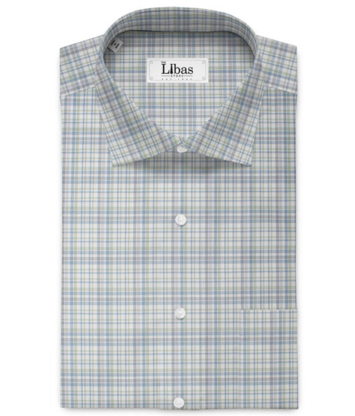 Premier Mills 2 Ply 50's Giza Cotton Checks Shirt or Kurta Fabric (White & Grey)