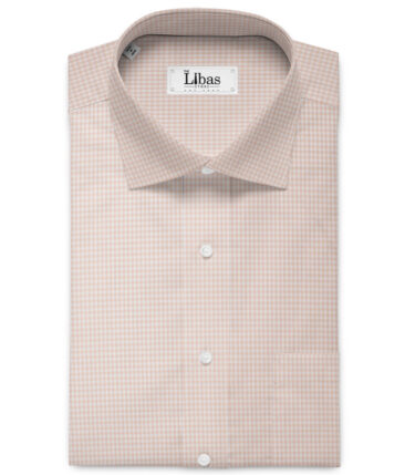 Premier Mills 2 Ply 50's Giza Cotton Checks Shirt or Kurta Fabric (Peach)