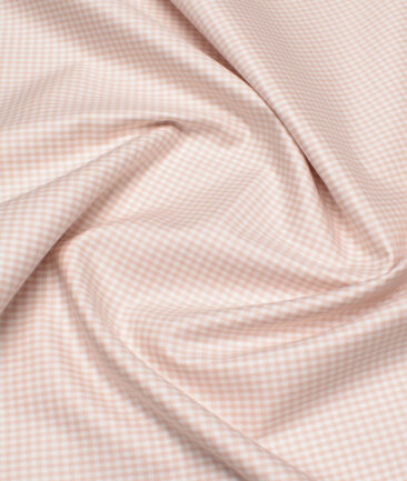 Premier Mills 2 Ply 50's Giza Cotton Checks Shirt or Kurta Fabric (Peach)