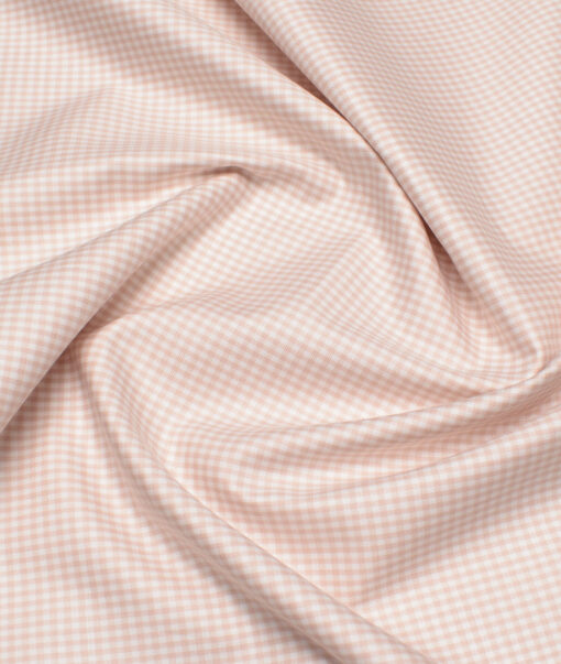 Premier Mills 2 Ply 50's Giza Cotton Checks Shirt or Kurta Fabric (Peach)
