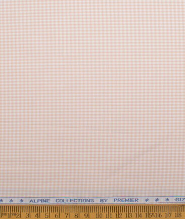 Premier Mills 2 Ply 50's Giza Cotton Checks Shirt or Kurta Fabric (Peach)