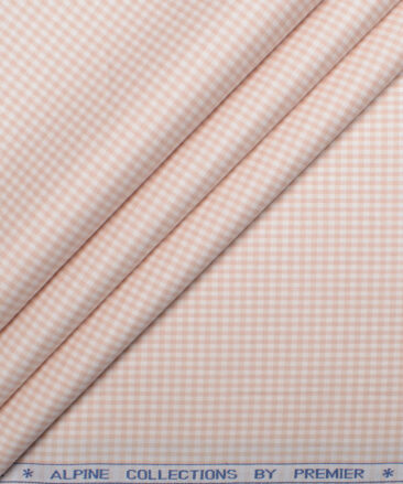 Premier Mills 2 Ply 50's Giza Cotton Checks Shirt or Kurta Fabric (Peach)