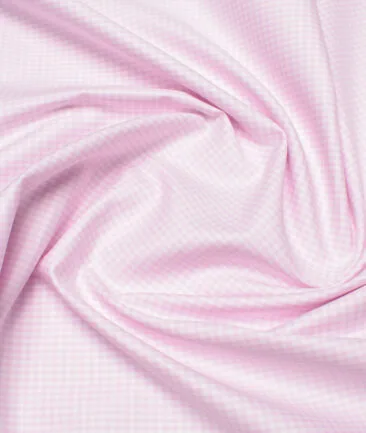 Premier Mills 2 Ply 50's Giza Cotton Checks Shirting Fabric (Pink)
