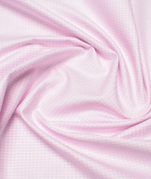 Premier Mills 2 Ply 50's Giza Cotton Checks Shirting Fabric (Pink)