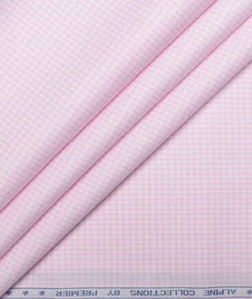 Premier Mills 2 Ply 50's Giza Cotton Checks Shirting Fabric (Pink)