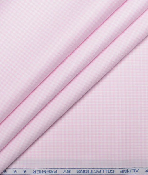 Premier Mills 2 Ply 50's Giza Cotton Checks Shirting Fabric (Pink)