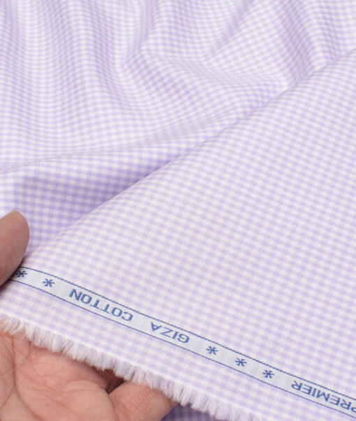 Premier Mills 2 Ply 50's Giza Cotton Checks Shirting Fabric (Light Purple)