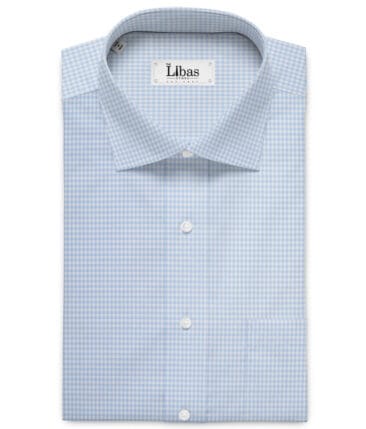 Premier Mills 2 Ply 50's Giza Cotton Checks Shirting Fabric (Sky Blue)